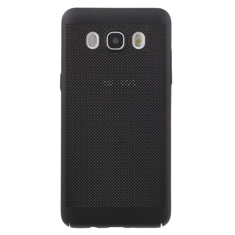 Hollow Mesh Rubberized Plastic Hard Case for Samsung Galaxy J5 (2016) J510 - Black