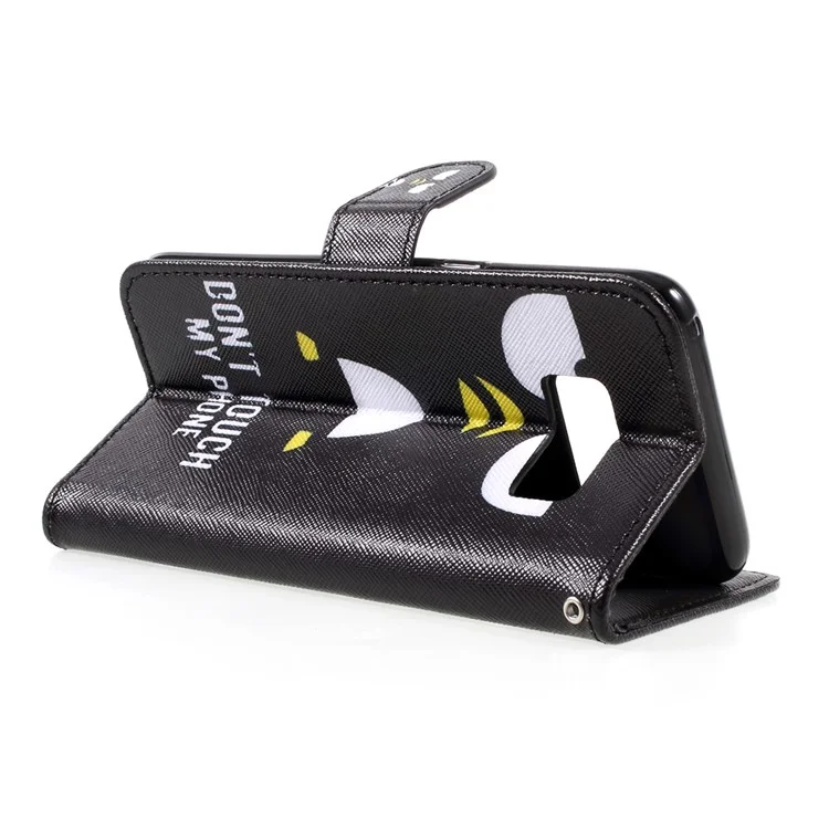 Patterned Leather Wallet Case with Strap for Samsung Galaxy S8 - Do Not Touch My Phone