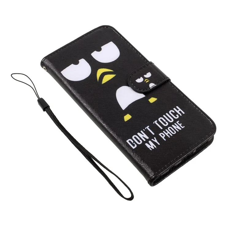 Patterned Leather Wallet Case with Strap for Samsung Galaxy S8 - Do Not Touch My Phone