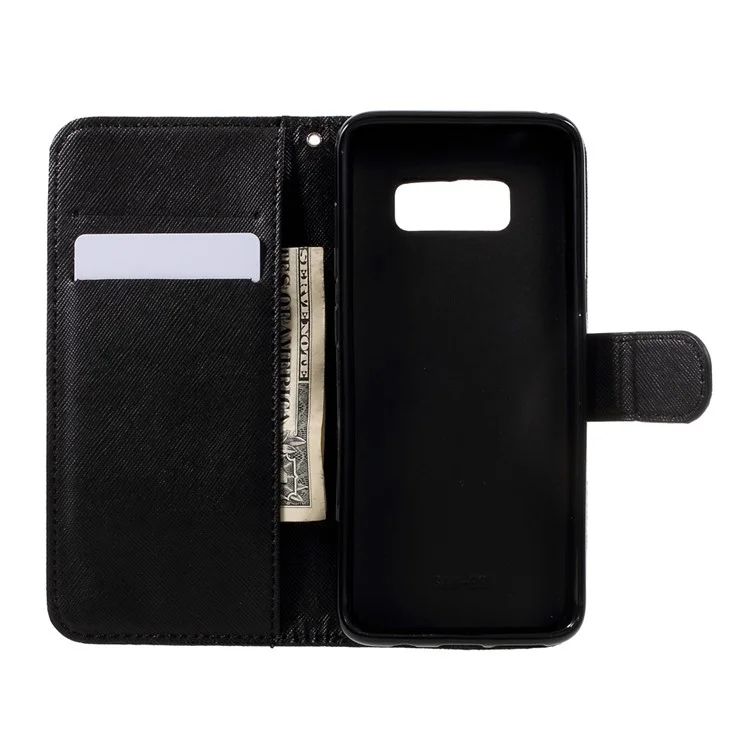 Patterned Leather Wallet Case with Strap for Samsung Galaxy S8 - Do Not Touch My Phone