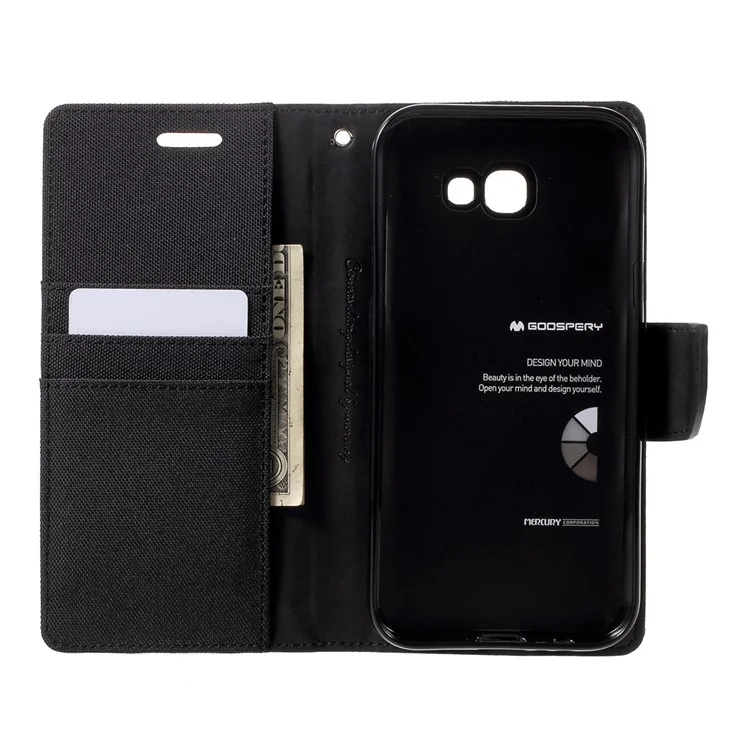 MERCURY GOOSPERY Canvas Diary Wallet Leather Moible Case for Samsung Galaxy A7 (2017) A720 - Black
