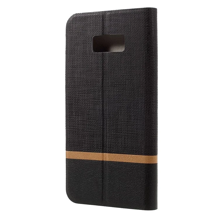 Contrast Color Leather Phone Case for Samsung Galaxy S8 Plus G955 Built-in Steel Sheet - Black