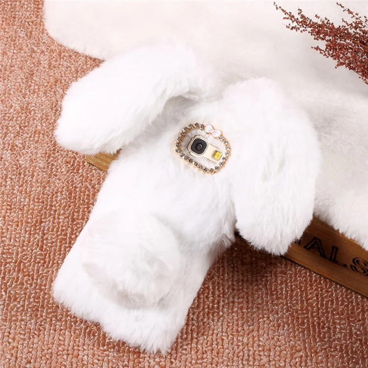 Bunny Shape Rhinestone Warm Furry TPU Mobile Phone Cover for Samsung Galaxy A5 (2017) - White