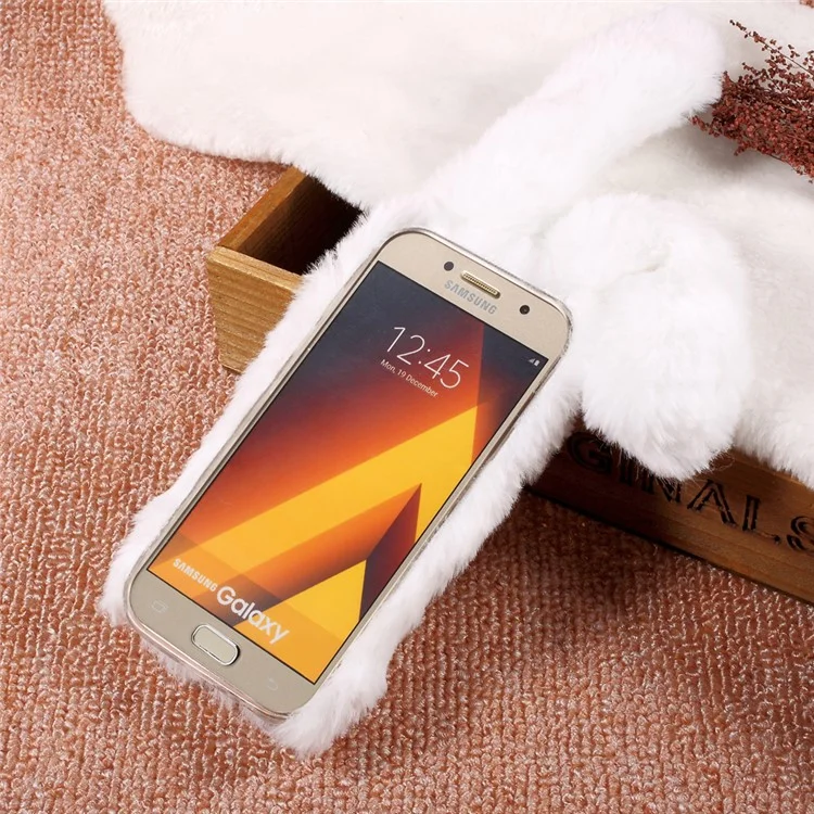 Bunny Shape Rhinestone Warm Furry TPU Mobile Phone Cover for Samsung Galaxy A5 (2017) - White