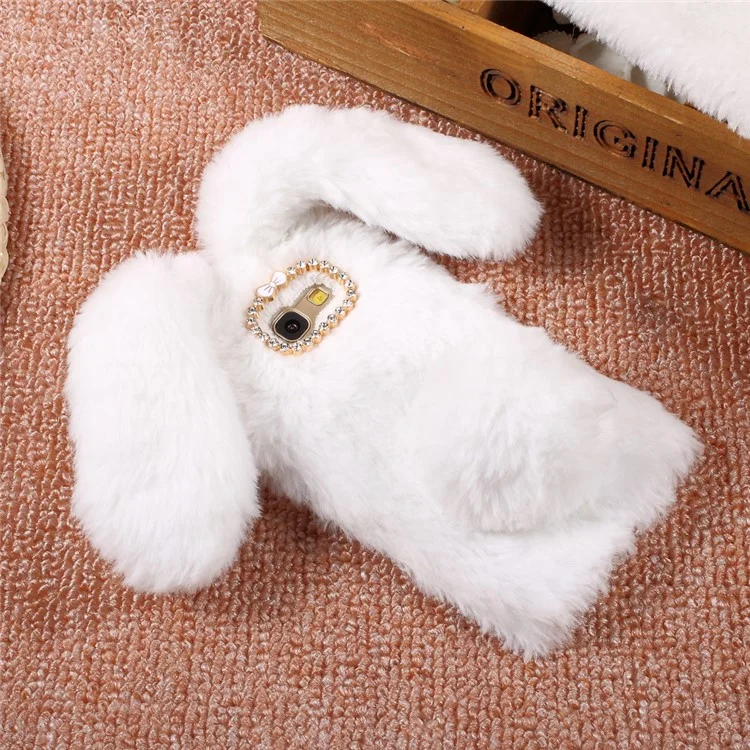 Bunny Shape Rhinestone Warm Furry TPU Mobile Phone Cover for Samsung Galaxy A5 (2017) - White