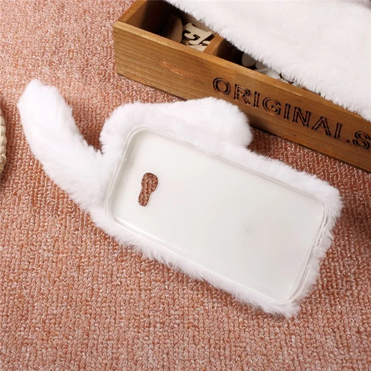 Bunny Shape Rhinestone Warm Furry TPU Mobile Phone Cover for Samsung Galaxy A5 (2017) - White