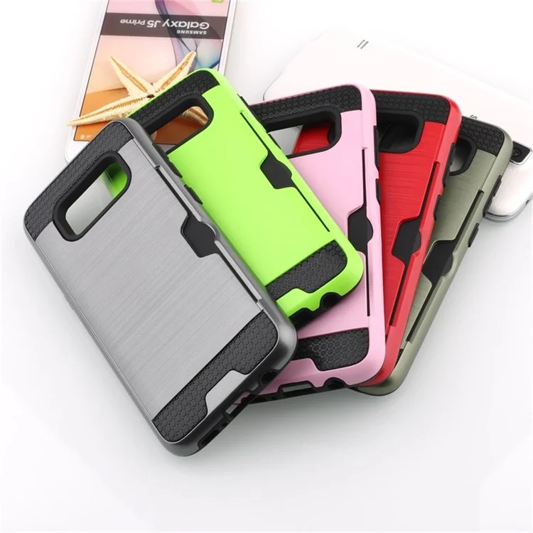 Brushed Plastic TPU Cell Phone Case with Card Slot for Samsung Galaxy S8 Plus - Black