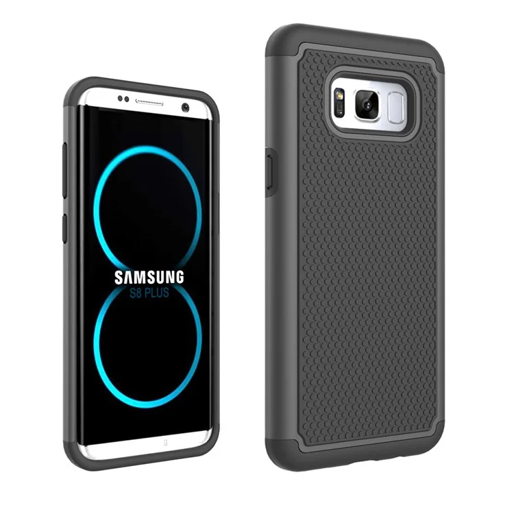 Football Grain PC Silicone Hybrid Case for Samsung Galaxy S8 Plus - Black