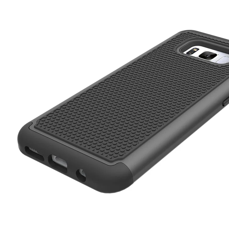 Football Grain PC Silicone Hybrid Case for Samsung Galaxy S8 Plus - Black