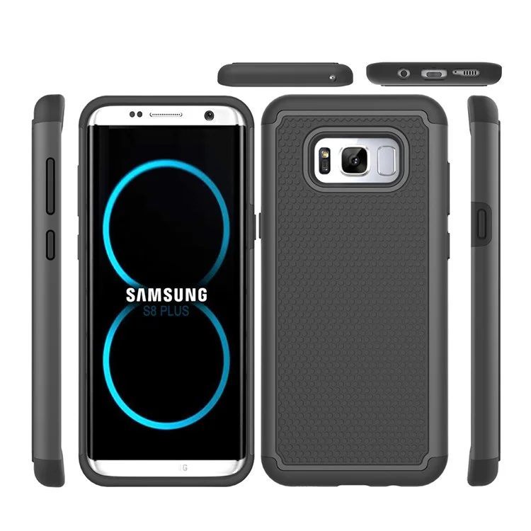 Football Grain PC Silicone Hybrid Case for Samsung Galaxy S8 Plus - Black
