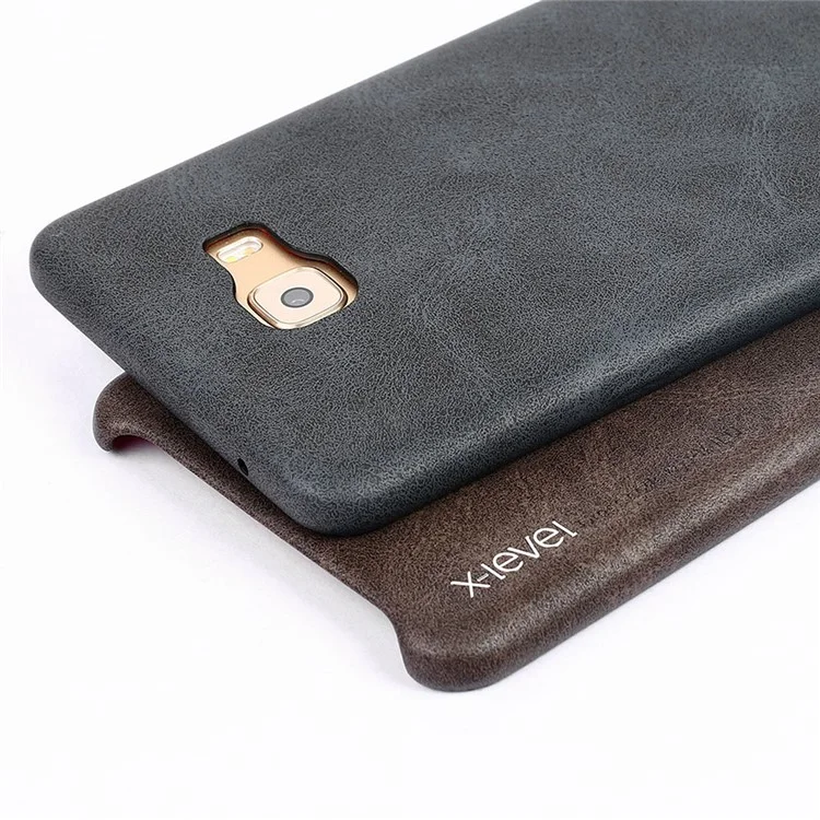 X-LEVEL Vintage Series Leather Coated Hard Shell Case for Samsung Galaxy C9 Pro - Black