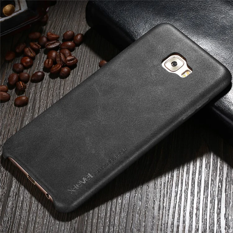 X-LEVEL Vintage Series Leather Coated Hard Case for Samsung Galaxy C5 Pro - Black