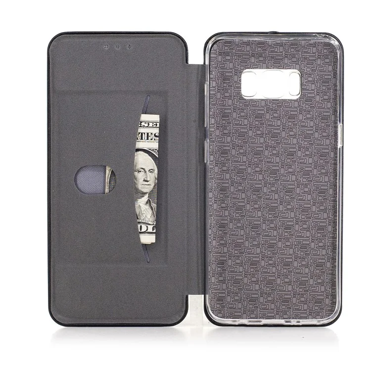 Magnetic Absorbed Sea Shell Style Leather Mobile Case for Samsung Galaxy S8 - Black