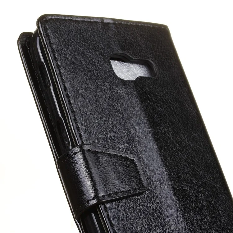 Crazy Horse Leather Wallet Stand Mobile Case for Samsung Galaxy Xcover 4 - Black