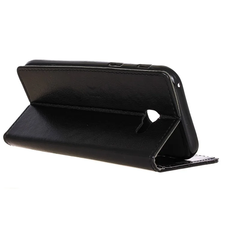 Crazy Horse Leather Wallet Stand Mobile Case for Samsung Galaxy Xcover 4 - Black