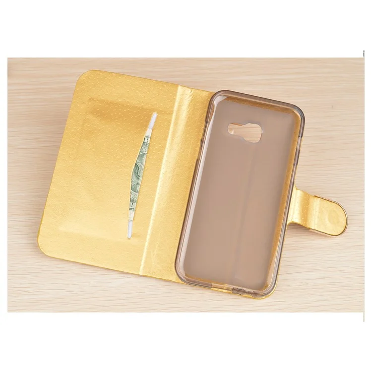 J&R Rhinestone Glittery Leather Stand Case with Card Holder for Samsung A5 (2017) SM-A520F - Gold