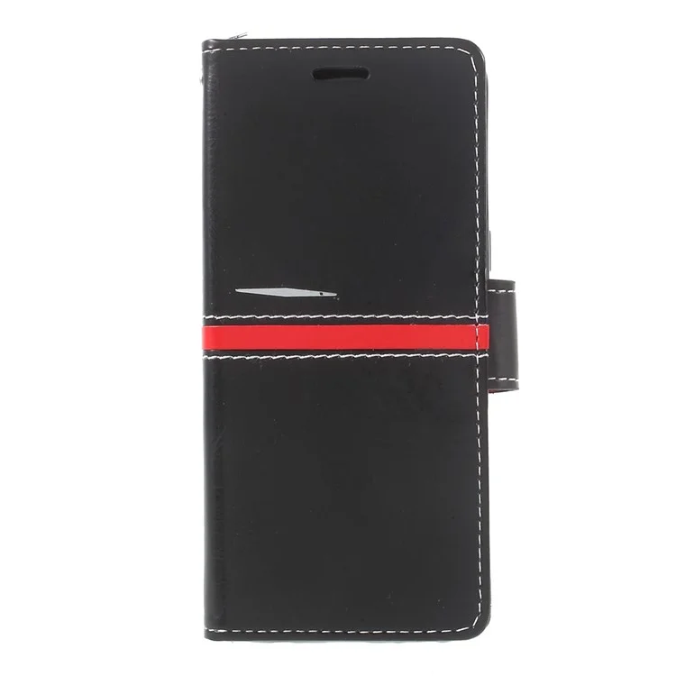 Elegant Series Leather Wallet Stand Case with Strap for Samsung Galaxy S8 SM-G950 - Black