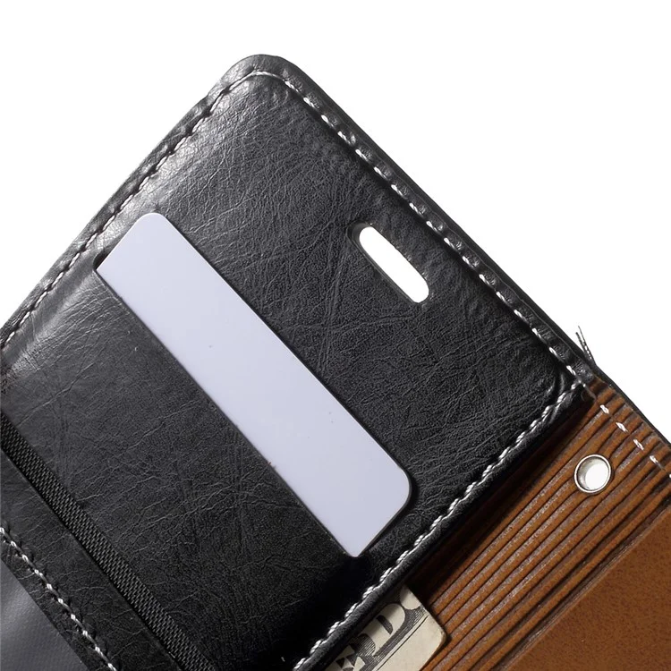 Elegant Series Leather Wallet Stand Case with Strap for Samsung Galaxy S8 SM-G950 - Black