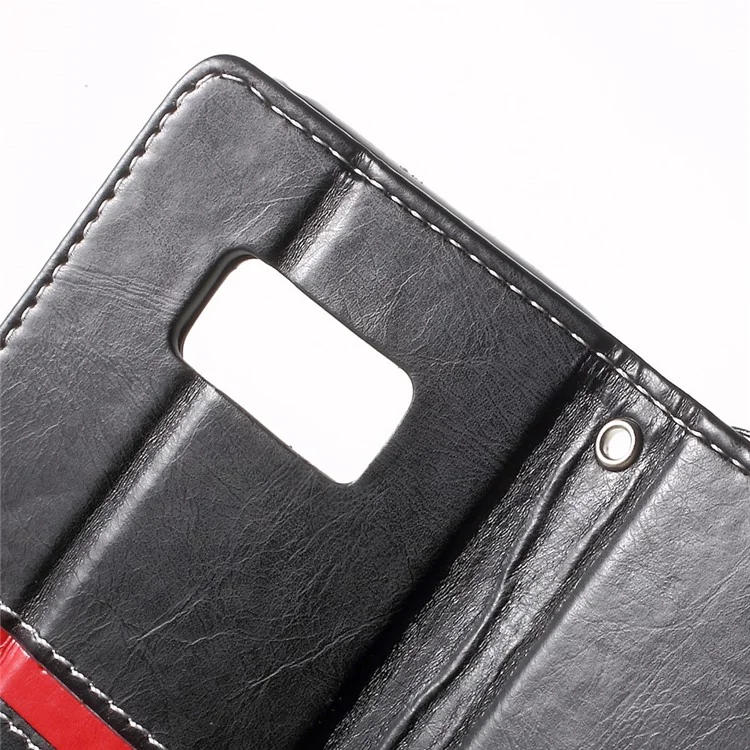 Elegant Series Leather Wallet Stand Case with Strap for Samsung Galaxy S8 SM-G950 - Black