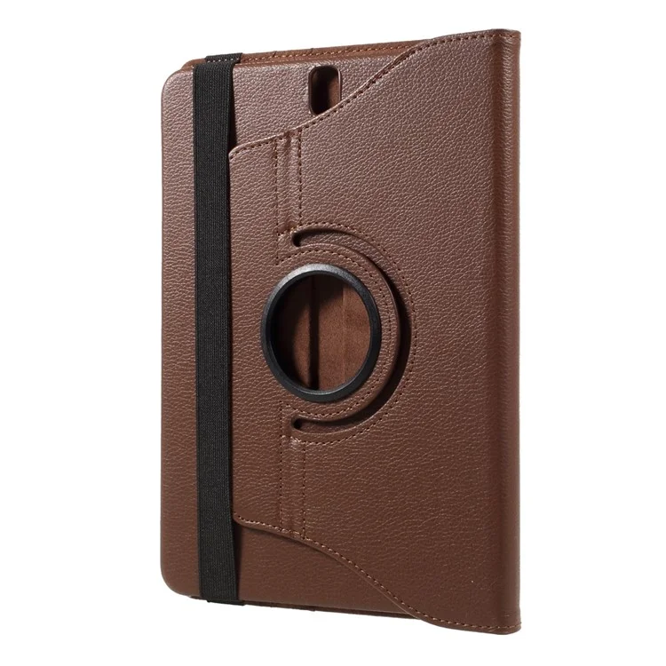 For Samsung Galaxy Tab S3 9.7" T820 Litchi Texture Rotary Stand Leather Case Cover - Brown
