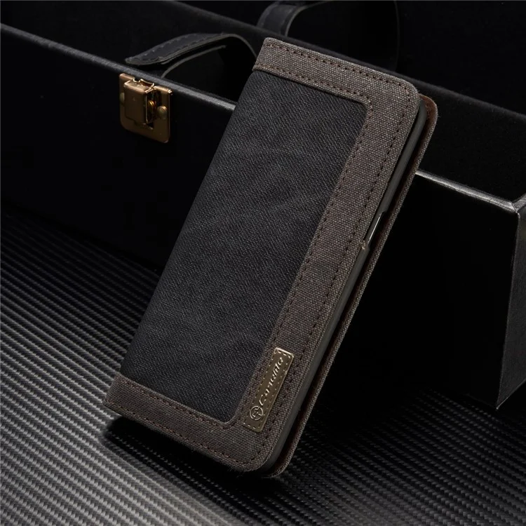 CASEME Canvas Leather Wallet Phone Case for Samsung Galaxy S8 Plus G955 - Black