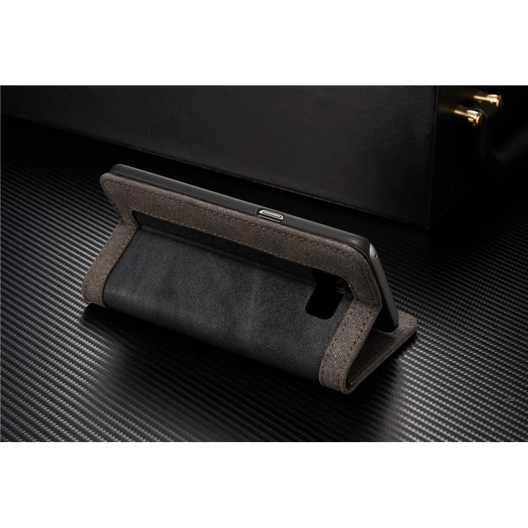 CASEME Canvas Leather Wallet Phone Case for Samsung Galaxy S8 Plus G955 - Black