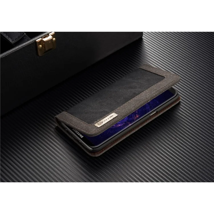 CASEME Canvas Leather Wallet Phone Case for Samsung Galaxy S8 Plus G955 - Black