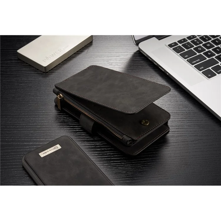 CASEME 14 Slots Wallet Detachable 2-in-1 Split Leather Phone Case for Samsung Galaxy S8 Plus G955 - Black