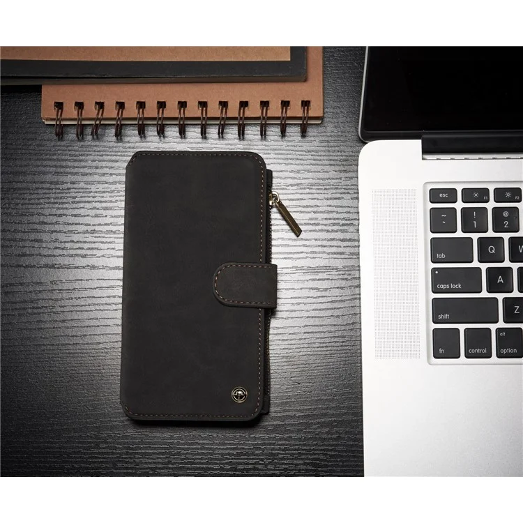 CASEME 14 Slots Wallet Detachable 2-in-1 Split Leather Phone Case for Samsung Galaxy S8 Plus G955 - Black