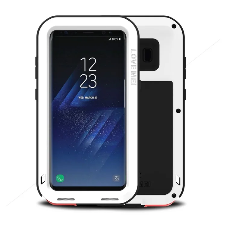 Love Mei Potente Guscio Mobile a Prova di Polvere a Prova di Shock Per Samsung Galaxy S8 Plus G955 - Bianca