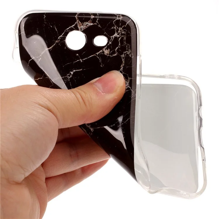 Marble Pattern IMD Soft TPU Case for Samsung Galaxy J3 Emerge - Black