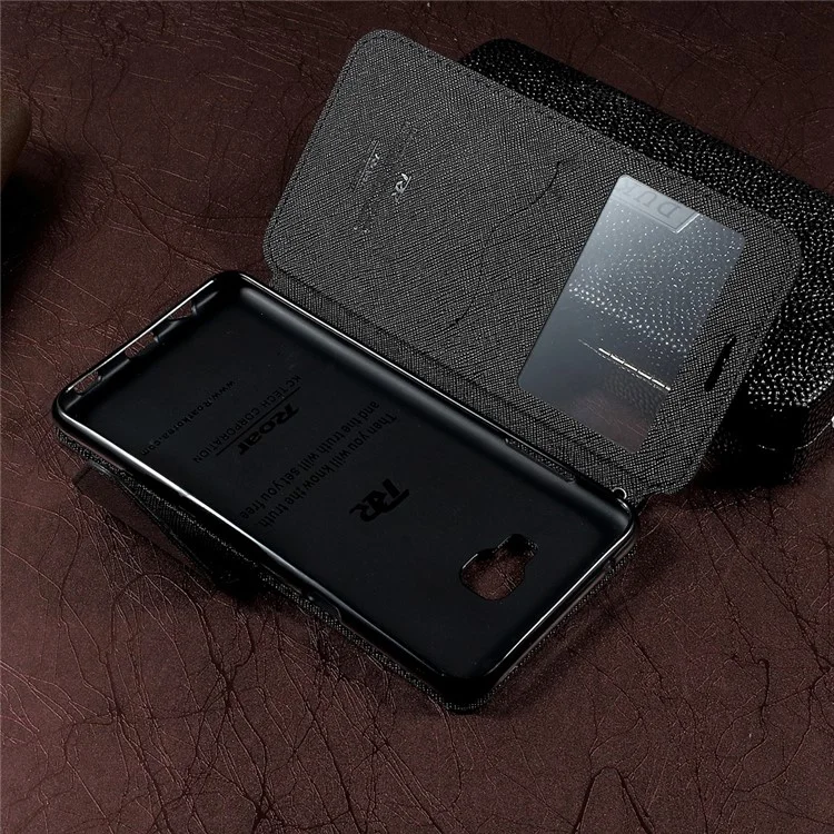 ROAR KOREA View Window Leather Stand Card Holder phone Case for Samsung Galaxy C7 Pro - Black