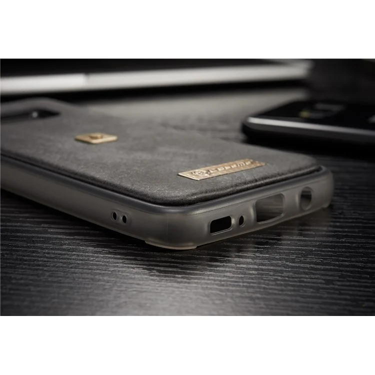 CASEME Wallet Retro Split Leather Shell + Detachable Inner Case for Samsung Galaxy S8 Plus G955 - Black