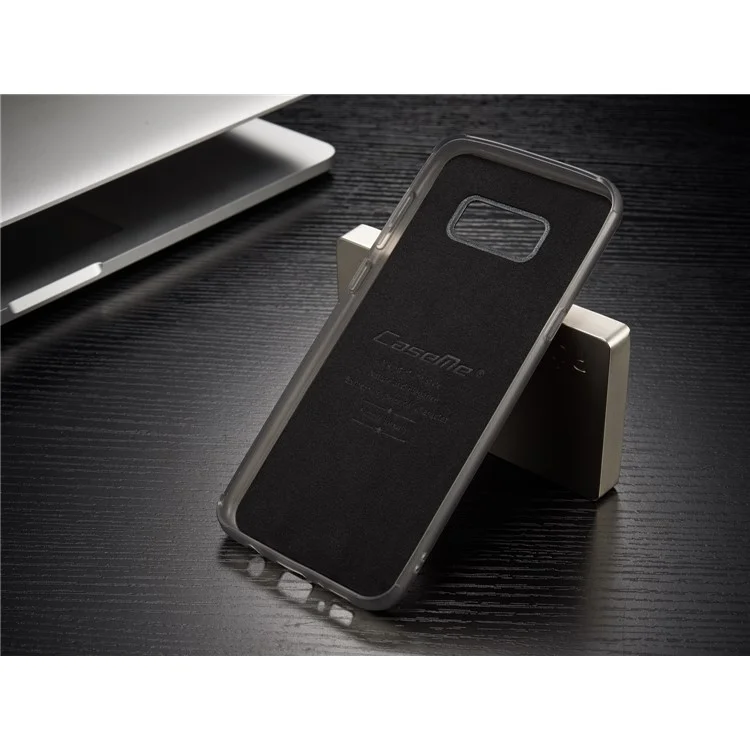 CASEME Wallet Retro Split Leather Shell + Detachable Inner Case for Samsung Galaxy S8 Plus G955 - Black