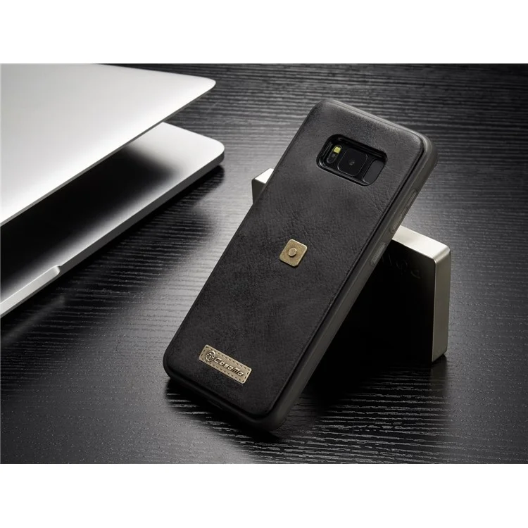 CASEME Wallet Retro Split Leather Shell + Detachable Inner Case for Samsung Galaxy S8 Plus G955 - Black