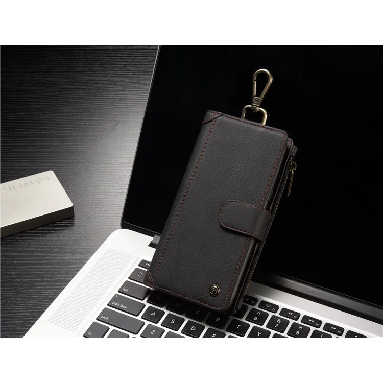 CASEME Wallet Retro Split Leather Shell + Detachable Inner Case for Samsung Galaxy S8 Plus G955 - Black