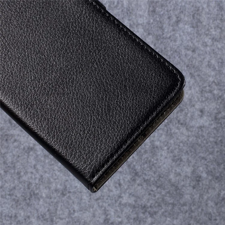 Litchi Skin PU Leather Card Holder Stand Phone Cover for Samsung Galaxy Xcover 4 - Black