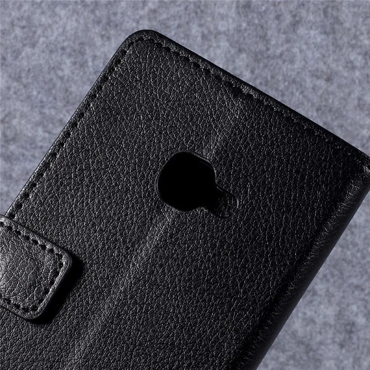 Litchi Skin PU Leather Card Holder Stand Phone Cover for Samsung Galaxy Xcover 4 - Black