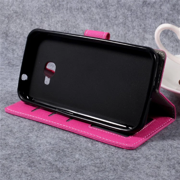 Cross Texture Wallet Stand Leather Folio Flip Cover for Samsung Galaxy Xcover 4 - Rose