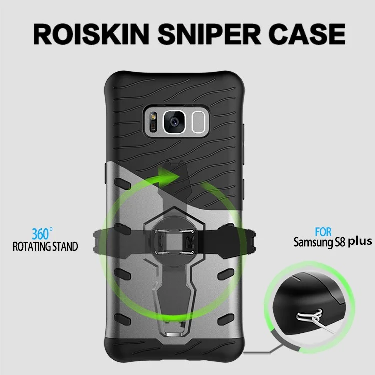 Armor PC + TPU Combo Mobile Phone Case with Kickstand for Samsung Galaxy S8+ SM-G955 - Grey