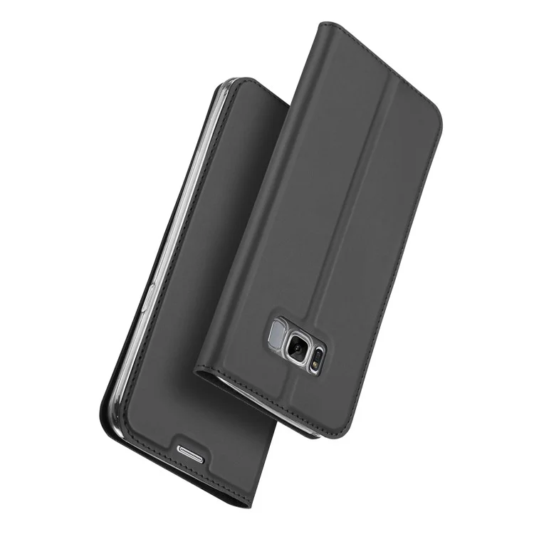 DUX DUCIS Skin Pro Series Card Slot Business PU Leather Cover with Supporting Stand for Samsung Galaxy S8 G950 - Dark Grey