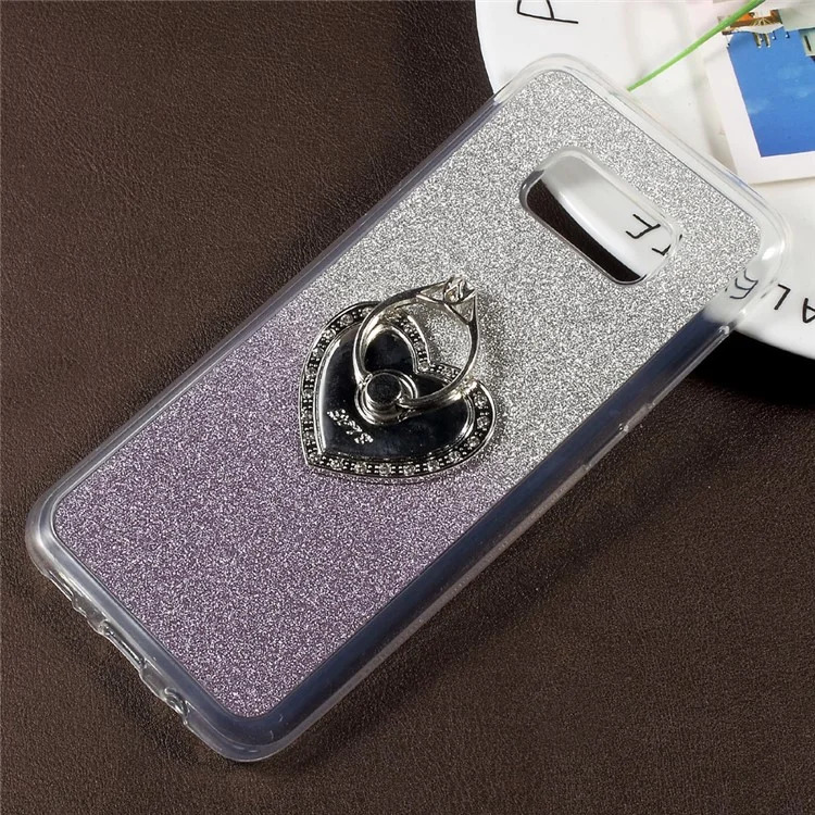 Gradient Glittery Powder TPU Case with Ring for Samsung Galaxy S8+ SM-G955 - Purple