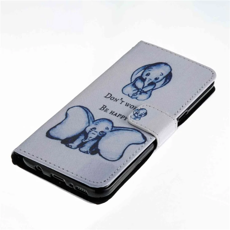 Pattern Printing Leather Wallet Case for Samsung Galaxy S8 SM-G950 - Elephant Pattern