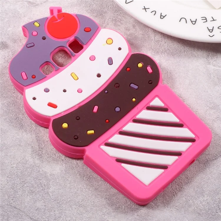 3D Cherry Ice Cream Silicone Mobile Shell for Samsung Galaxy J5 (2016) SM-J510 - Rose