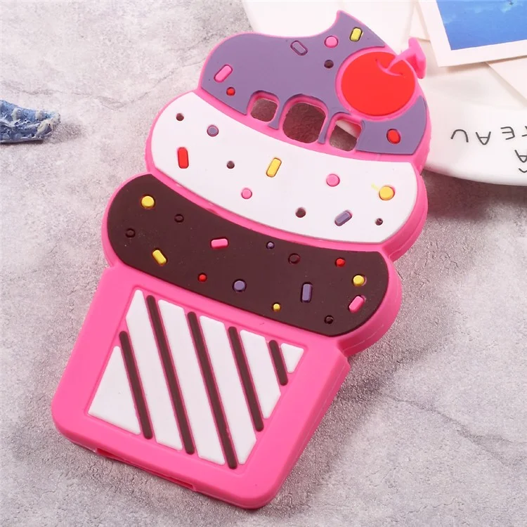 3D Cherry Ice Cream Silicone Mobile Shell for Samsung Galaxy J3 (2016) / J3 - Rose