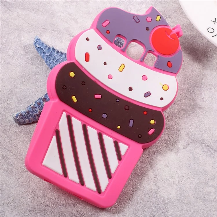 3D Cherry Ice Cream Silicone Mobile Shell for Samsung Galaxy J3 (2016) / J3 - Rose