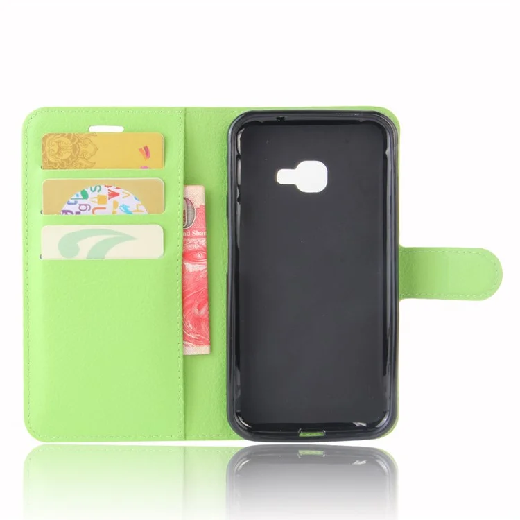 Litchi Skin Wallet Leather Folio Case Para Samsung Galaxy Xcover 4s / Xcover 4 G390F - Verde