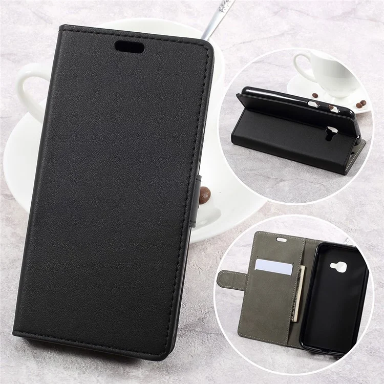 PU Leather Wallet Cell Phone Case for Samsung Galaxy Xcover 4 SM-G390F - Black