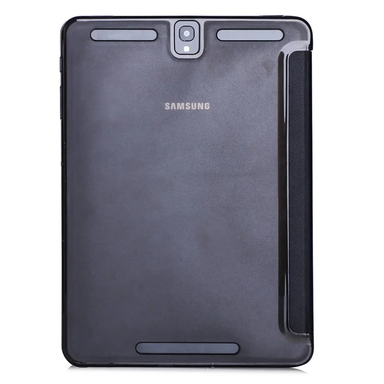 For Samsung Galaxy Tab S3 9.7 Tri-fold Leather Stand Case + Detachable Elastic Band - Black