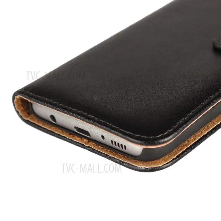 Genuine Split Leather Wallet Magnetic Flip Case for Samsung Galaxy S8 G950 - Black